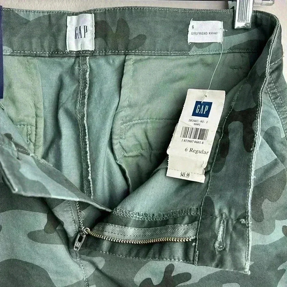 NWT GAP Camo Girlfriend Khaki Stretch Size 6 Mid Rise Green Camouflage Fall - Picture 6 of 12